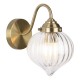 71220-003 Antique Brass Wall Lamp with Ribbed Clear Glass