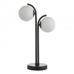71228-003 Black 2 Light Table Lamp with White Glasses 71228-003 Black 2 Light Table Lamp with White Glasses