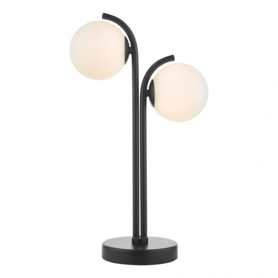 71228-003 Black 2 Light Table Lamp with White Glasses