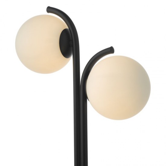 71228-003 Black 2 Light Table Lamp with White Glasses