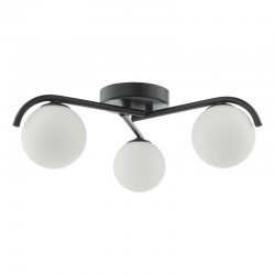 71229-003 Black 3 Light Flush with White Glasses 71229-003 Black 3 Light Flush with White Glasses