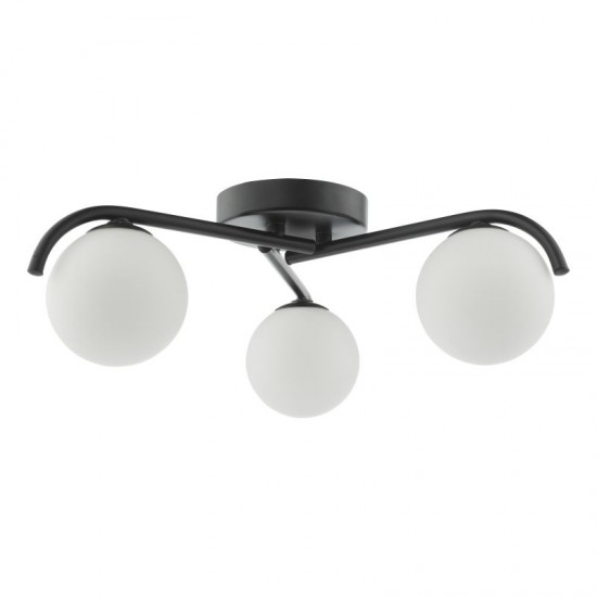 71229-003 Black 3 Light Flush with White Glasses