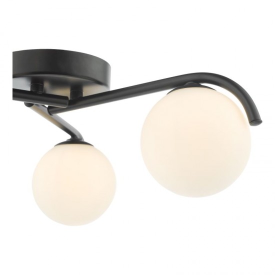 71229-003 Black 3 Light Flush with White Glasses