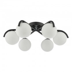 71230-003 Black 6 Light Flush with White Glasses 71230-003 Black 6 Light Flush with White Glasses