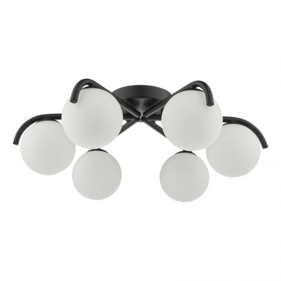 71230-003 Black 6 Light Flush with White Glasses