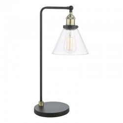 71237-003 Antique Brass & Black Table Lamp with Clear Glass Shade 71237-003 Antique Brass & Black Table Lamp with Clear Glass Shade