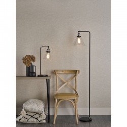 71238-003 Antique Brass & Black Floor Lamp with Clear Glass Shade