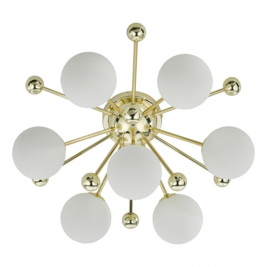 71258-003 Gold 7 Light Flush with Opal Globe Glasses 71258-003 Gold 7 Light Flush with Opal Globe Glasses