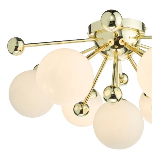 71258-003 Gold 7 Light Flush with Opal Globe Glasses 71258-003 Gold 7 Light Flush with Opal Globe Glasses