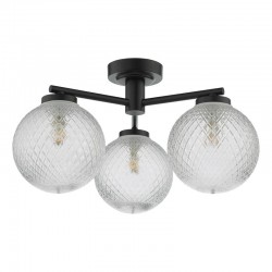 71263-003 Matt Black 3 Light Semi Flush with Textured Glasses 71263-003 Matt Black 3 Light Semi Flush with Textured Glasses