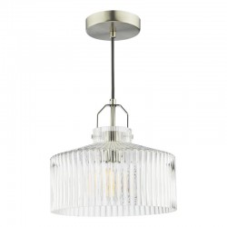71436-003 Satin Nickel Pendant with Ribbed Glass