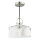 71436-003 Satin Nickel Pendant with Ribbed Glass