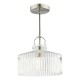 71436-003 Satin Nickel Pendant with Ribbed Glass