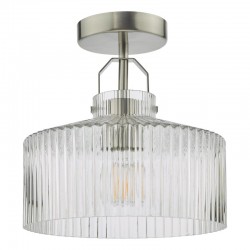 71437-003 Satin Nickel Semi Flush with Ribbed Glass