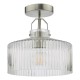 71437-003 Satin Nickel Semi Flush with Ribbed Glass