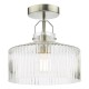 71437-003 Satin Nickel Semi Flush with Ribbed Glass