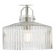 71437-003 Satin Nickel Semi Flush with Ribbed Glass