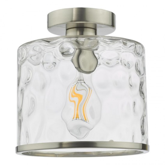 71445-003 Satin Chrome Semi Flush with Clear Dimple Glass
