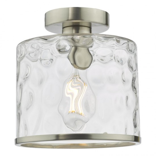 71445-003 Satin Chrome Semi Flush with Clear Dimple Glass