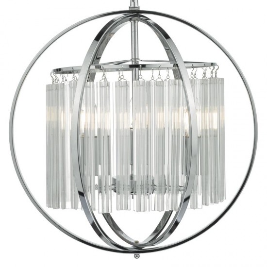 1278 003 Chrome Ball With Glass Rods 3, Vanessa 3 Light Chrome Chandeliers