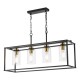 74705-003 Black & Antique Brass 4 Light over Island Fitting with Clear Glass