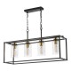 74705-003 Black & Antique Brass 4 Light over Island Fitting with Clear Glass