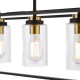 74705-003 Black & Antique Brass 4 Light over Island Fitting with Clear Glass