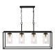 74705-003 Black & Antique Brass 4 Light over Island Fitting with Clear Glass