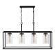 74705-003 Black & Antique Brass 4 Light over Island Fitting with Clear Glass