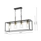 74705-003 Black & Antique Brass 4 Light over Island Fitting with Clear Glass
