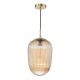 74706-003 Brushed Bronze Pendant with Amber Ribbed Glass