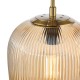 74706-003 Brushed Bronze Pendant with Amber Ribbed Glass