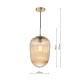 74706-003 Brushed Bronze Pendant with Amber Ribbed Glass