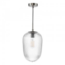 74707-003 Polished Nickel Pendant with Ribbed Glass