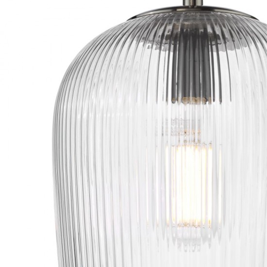 74707-003 Polished Nickel Pendant with Ribbed Glass