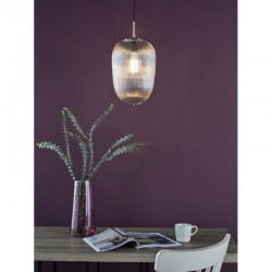 74707-003 Polished Nickel Pendant with Ribbed Glass
