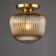 74708-003 Brushed Bronze Semi Flush with Amber Ribbed Glass