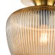 74708-003 Brushed Bronze Semi Flush with Amber Ribbed Glass