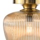 74708-003 Brushed Bronze Semi Flush with Amber Ribbed Glass
