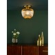 74708-003 Brushed Bronze Semi Flush with Amber Ribbed Glass