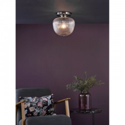 74709-003 Polished Nickel Semi Flush with Ribbed Glass