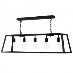 3769-003 Matt Black 5 Light over Island Fitting with Clear Glass 3769-003 Matt Black 5 Light over Island Fitting with Clear Glass
