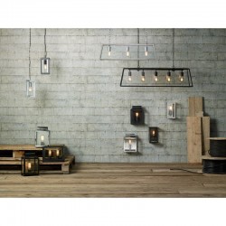 3769-003 Matt Black 5 Light over Island Fitting with Clear Glass