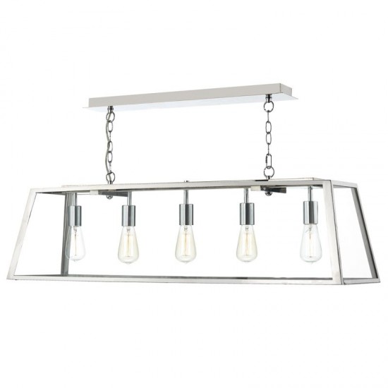 32050-003 Stainless Steel 5 Light over Island Fitting with Clear Glass