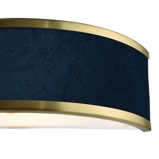 74714-003 Brushed Brass Wall Lamp with Navy Shade & Diffuser