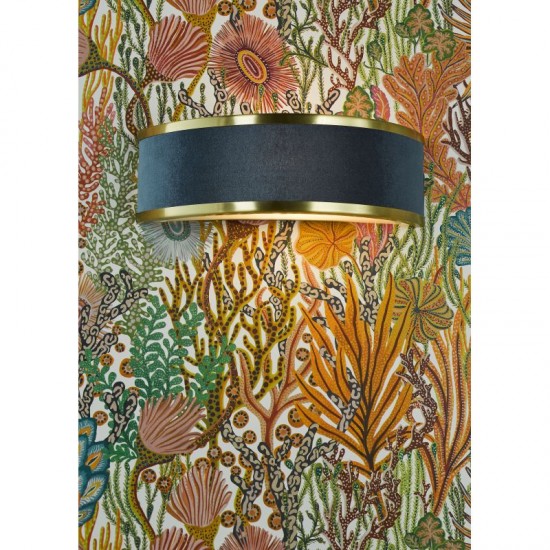 74714-003 Brushed Brass Wall Lamp with Navy Shade & Diffuser