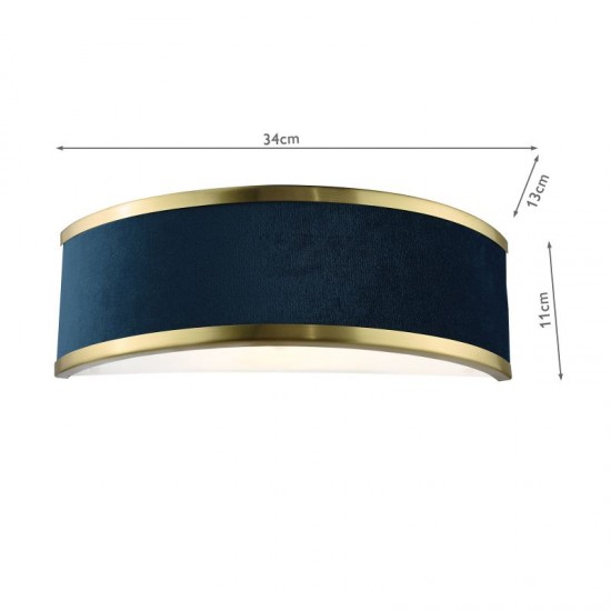 74714-003 Brushed Brass Wall Lamp with Navy Shade & Diffuser