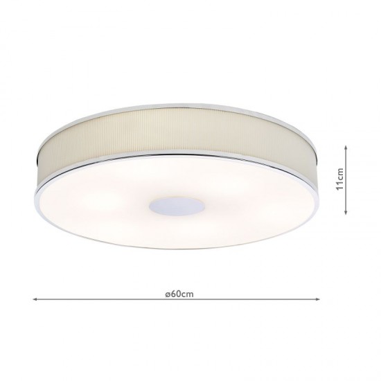 74721-003 Polished Chrome 6 Light Flush with Ivory Shade & Diffuser