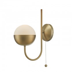 33413-004 Aged Brass Wall Lamp with White Glass  33413-004 Aged Brass Wall Lamp with White Glass