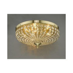 61632-003 Antique Brass 5 Light Flush with Crystal